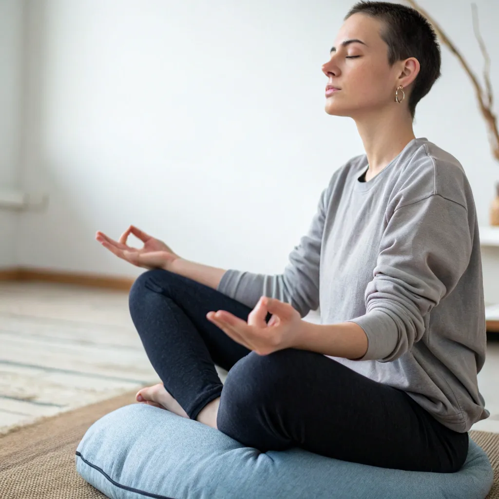 Person in serene meditation position